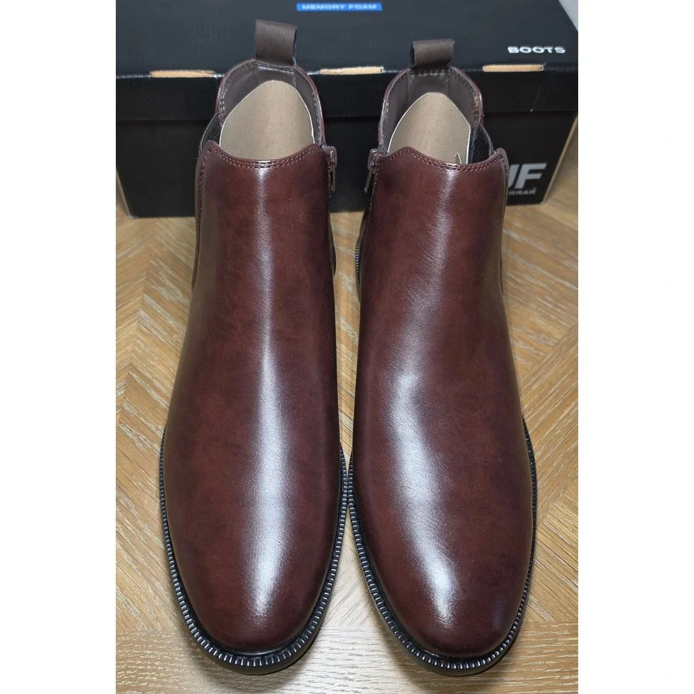 J. Ferrar JF Blake Mens Brown Chelsea Boots Side Zip Memory Foam 13M NWB